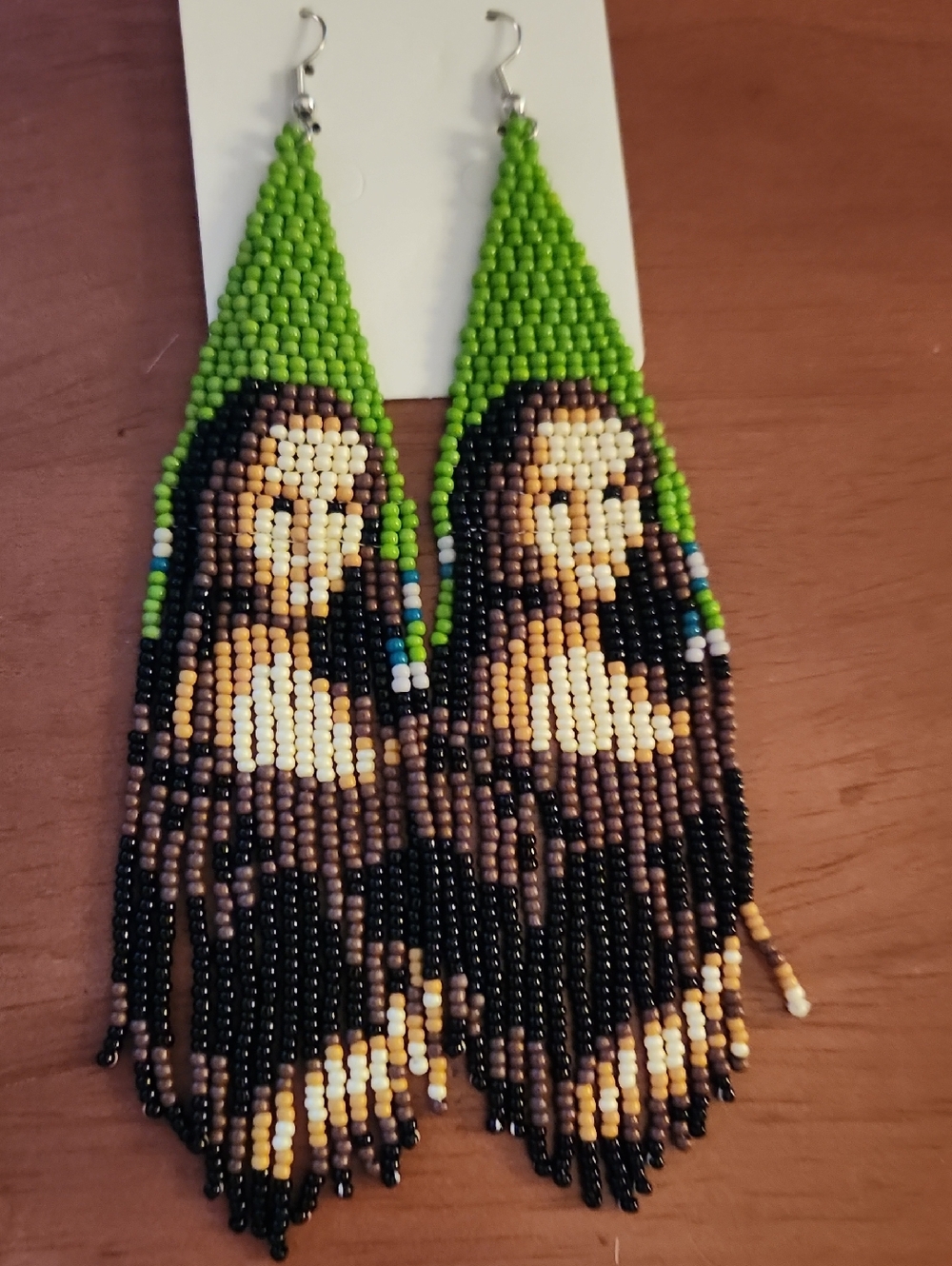 Hand-Beaded Mona Lisa Fringe Earrings